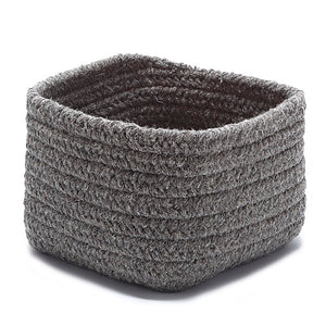 Braided storage basket in dark gray color.