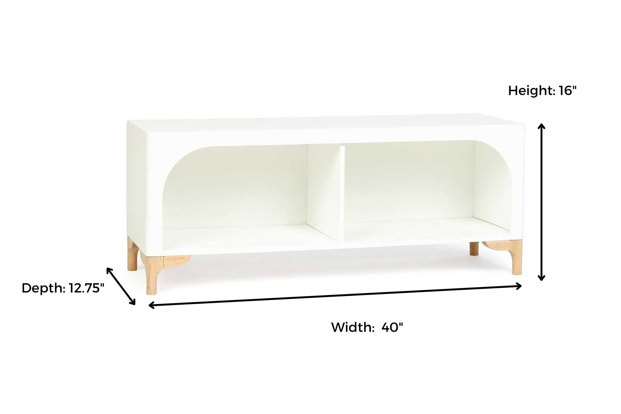 Milton & Goose Archie Wooden Bench with dimensions shown.