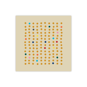 Piece of art with a beige background with colorful dot pattern 