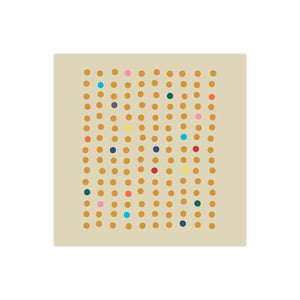 Piece of art with a beige background with colorful dot pattern 