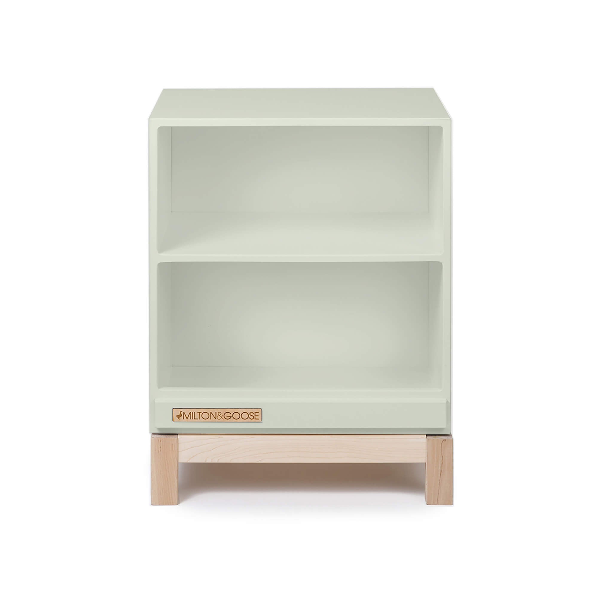 Wooden play kitchen countertop add-on for the Essential play kitchen by Milton & Goose in green on a white background