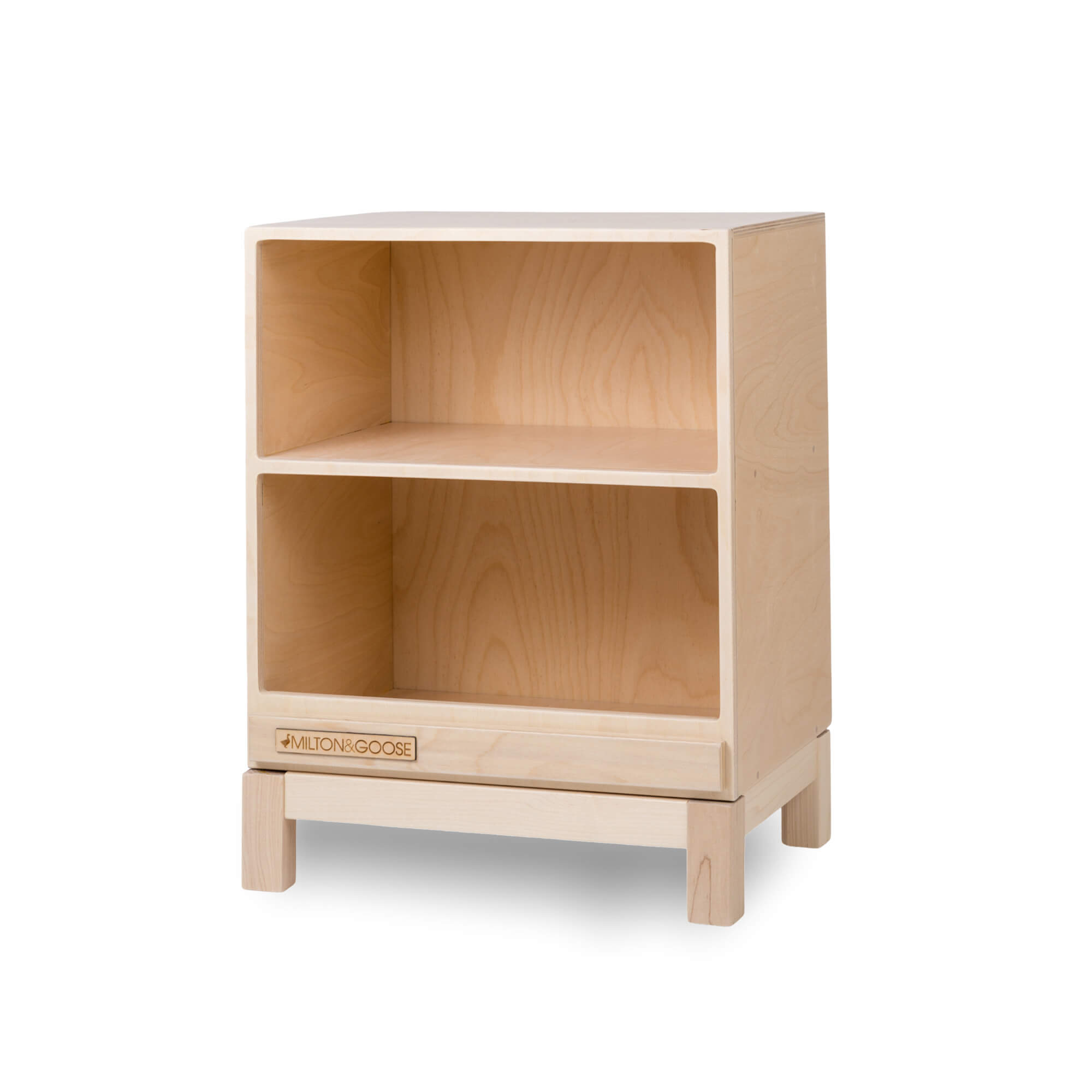 Wooden play kitchen countertop add-on for the Essential play kitchen by Milton & Goose turned to the right in natural on a white background
