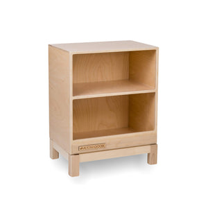 Wooden play kitchen countertop add-on for the Essential play kitchen by Milton & Goose in natural turned to the left on a white background
