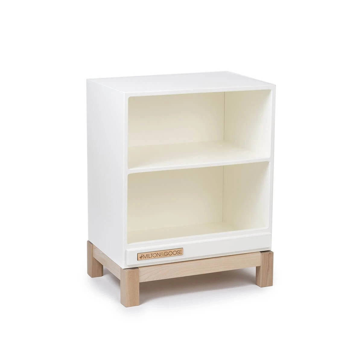 The wooden Essential Play Kitchen Countertop in White is shown facing at an angle. 