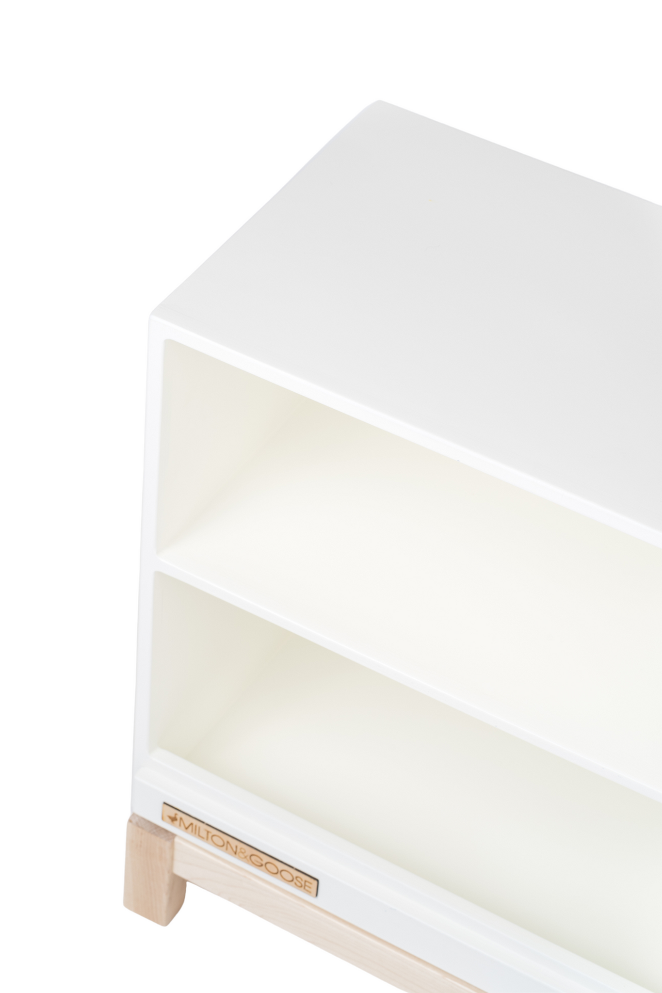The top of the Essential Play Kitchen Countertop in White is shown at an angle, towards the left. 