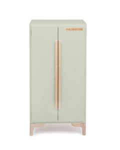 Milton & Goose's Luca Play Refrigerator in Light Sage, a green/gray color.