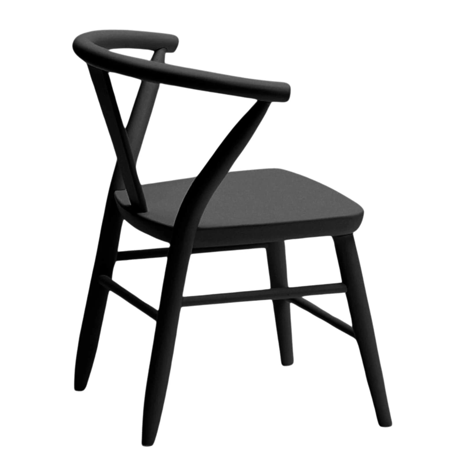 A single Milton & Goose kid's wood Crescent Chair in black is shown at an angle, with the back visible. 