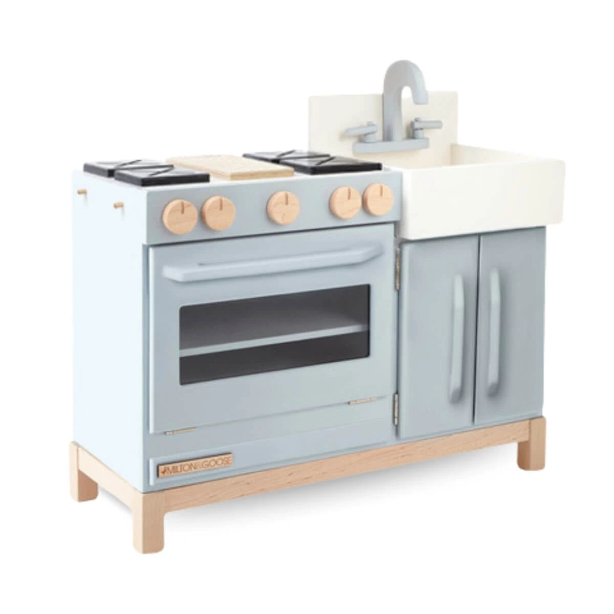 Milton & Goose Essential Play Kitchen in Gray – Modern Wooden Play Kitchen for Children