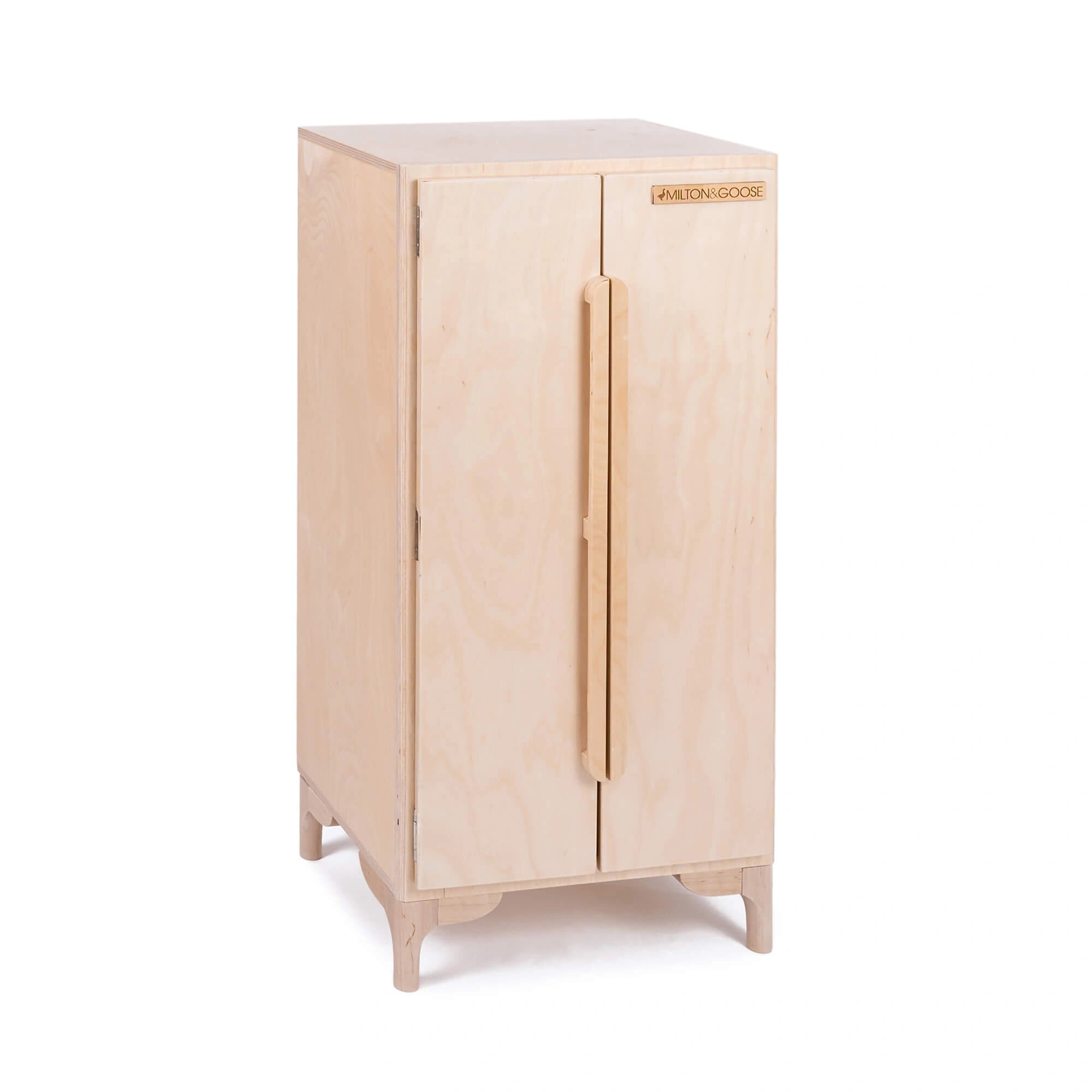 Luca Play Refrigerator in Natural Angled – Minimalist Play Kitchen Accessory Set by Milton & Goose