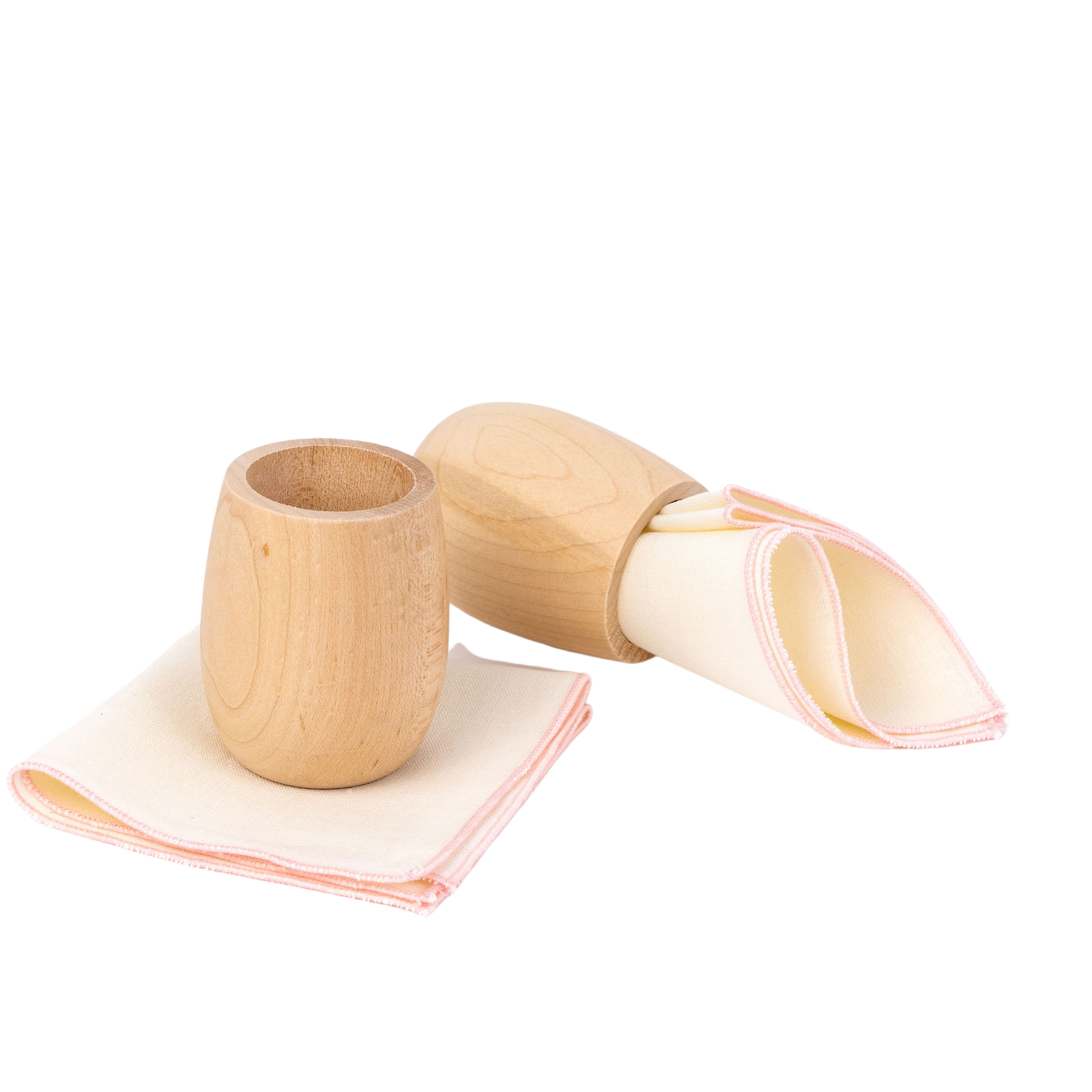Milton & Goose play napkins are shown with the play wooden cups. 